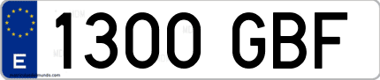 Ejemplo de matrícula de coche ordinaria 1300 GBF
