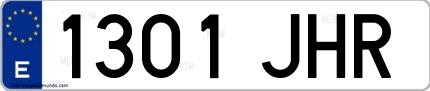 Ejemplo de matrícula española 1301 JHR