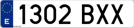Ejemplo de matrícula española 1302 BXX