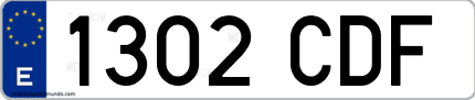 Ejemplo de matrícula de coche ordinaria 1302 CDF