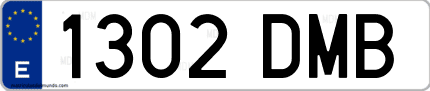 Ejemplo de matrícula de coche ordinaria 1302 DMB