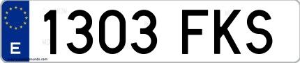 Ejemplo de matrícula española 1303 FKS