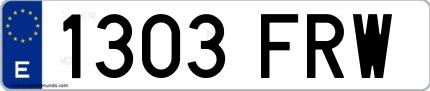 Ejemplo de matrícula española 1303 FRW