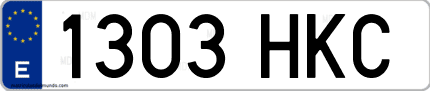 Ejemplo de matrícula de coche ordinaria 1303 HKC