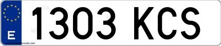Ejemplo de matrícula española 1303 KCS