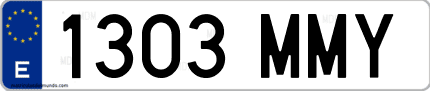 Ejemplo de matrícula de coche ordinaria 1303 MMY