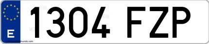 Ejemplo de matrícula española 1304 FZP