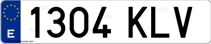 Ejemplo de matrícula de coche ordinaria 1304 KLV