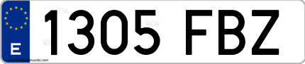 Ejemplo de matrícula de coche ordinaria 1305 FBZ