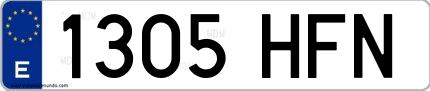 Ejemplo de matrícula española 1305 HFN