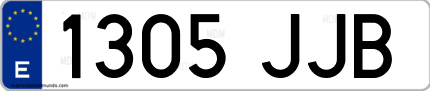 Ejemplo de matrícula de coche ordinaria 1305 JJB