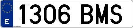 Ejemplo de matrícula española 1306 BMS