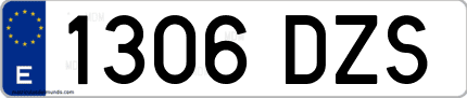 Ejemplo de matrícula de coche ordinaria 1306 DZS