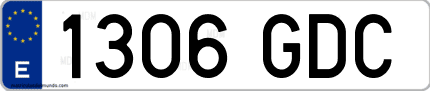 Ejemplo de matrícula de coche ordinaria 1306 GDC