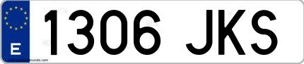 Ejemplo de matrícula española 1306 JKS