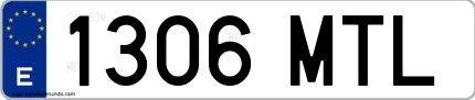Ejemplo de matrícula española 1306 MTL