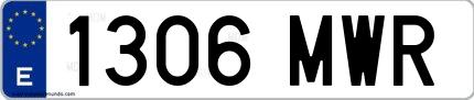 Ejemplo de matrícula española 1306 MWR