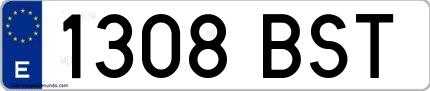 Ejemplo de matrícula española 1308 BST