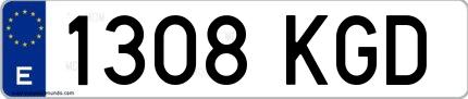 Ejemplo de matrícula española 1308 KGD