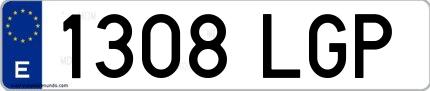 Ejemplo de matrícula española 1308 LGP