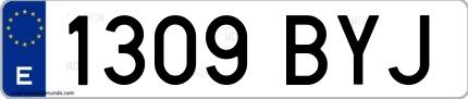 Ejemplo de matrícula española 1309 BYJ