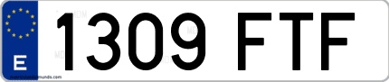 Ejemplo de matrícula de coche ordinaria 1309 FTF