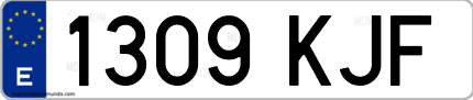 Ejemplo de matrícula de coche ordinaria 1309 KJF
