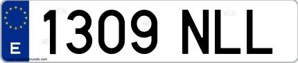 Ejemplo de matrícula española 1309 NLL