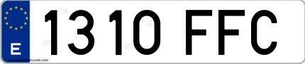 Ejemplo de matrícula española 1310 FFC