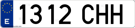 Ejemplo de matrícula de coche ordinaria 1312 CHH