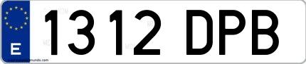 Ejemplo de matrícula española 1312 DPB