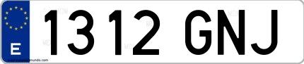 Ejemplo de matrícula española 1312 GNJ