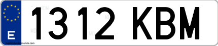 Ejemplo de matrícula de coche ordinaria 1312 KBM