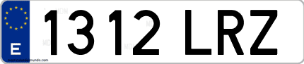 Ejemplo de matrícula de coche ordinaria 1312 LRZ