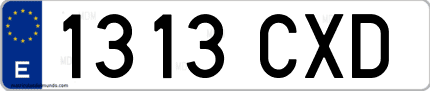 Ejemplo de matrícula de coche ordinaria 1313 CXD