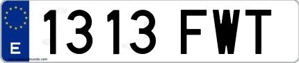 Ejemplo de matrícula española 1313 FWT