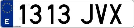 Ejemplo de matrícula española 1313 JVX