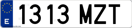 Ejemplo de matrícula de coche ordinaria 1313 MZT