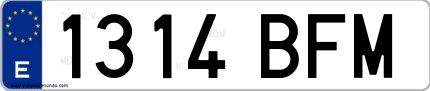 Ejemplo de matrícula española 1314 BFM