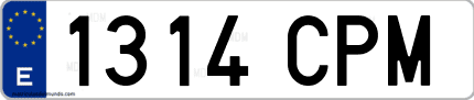 Ejemplo de matrícula de coche ordinaria 1314 CPM