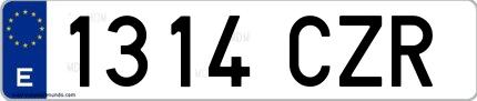 Ejemplo de matrícula española 1314 CZR
