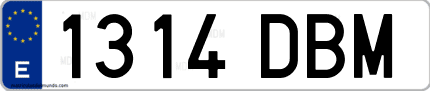 Ejemplo de matrícula de coche ordinaria 1314 DBM