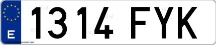 Ejemplo de matrícula española 1314 FYK