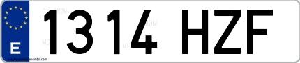 Ejemplo de matrícula española 1314 HZF