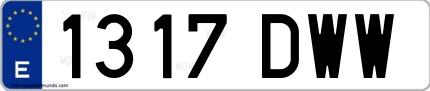 Ejemplo de matrícula española 1317 DWW