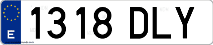 Ejemplo de matrícula de coche ordinaria 1318 DLY