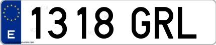 Ejemplo de matrícula española 1318 GRL