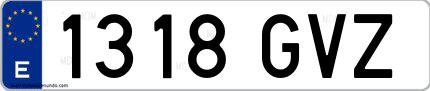 Ejemplo de matrícula española 1318 GVZ