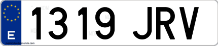 Ejemplo de matrícula de coche ordinaria 1319 JRV