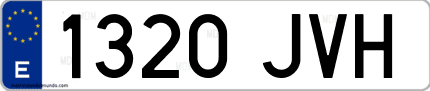 Ejemplo de matrícula de coche ordinaria 1320 JVH